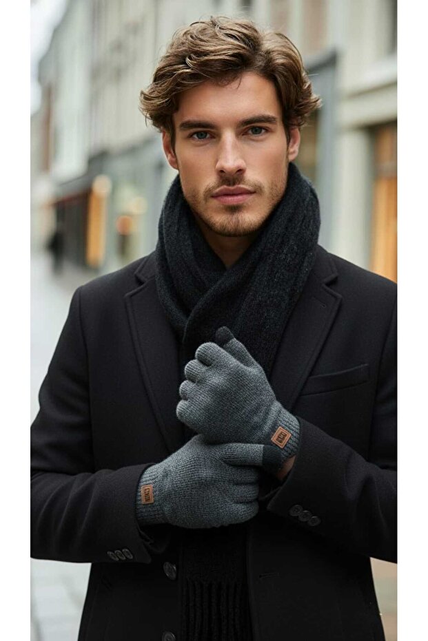 Erkek Düz Angora Eldiven - 1