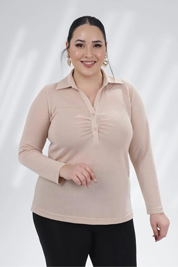 333104 Women's Plus Size Rox Glitter Blouse Brown