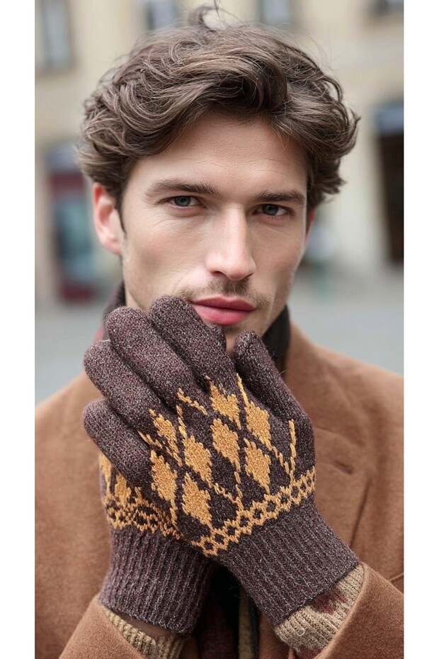 Men's Jacquard Pattern Gloves - 1