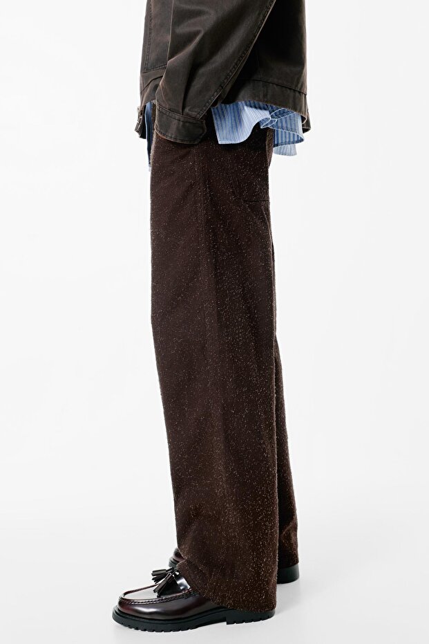 Düz kesim dokulu pantolon - 5