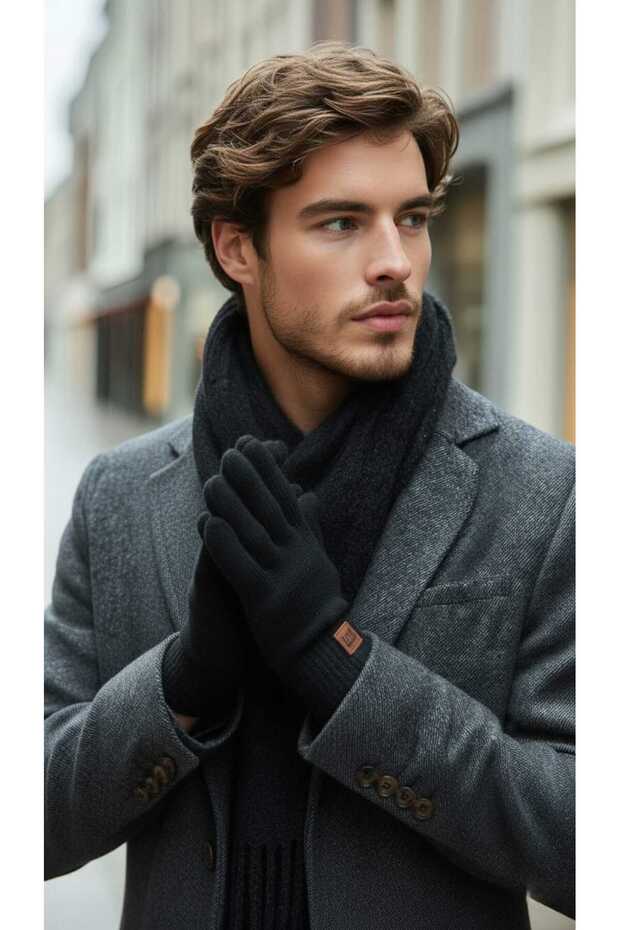 Erkek Düz Angora Eldiven - 1