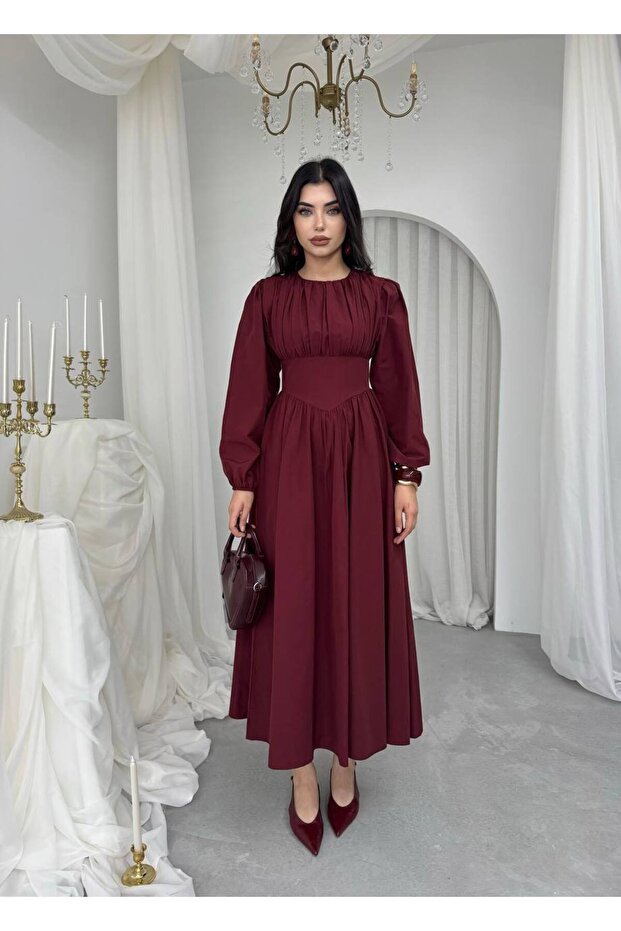 Rochie lungă cu detaliu corsaj - 1