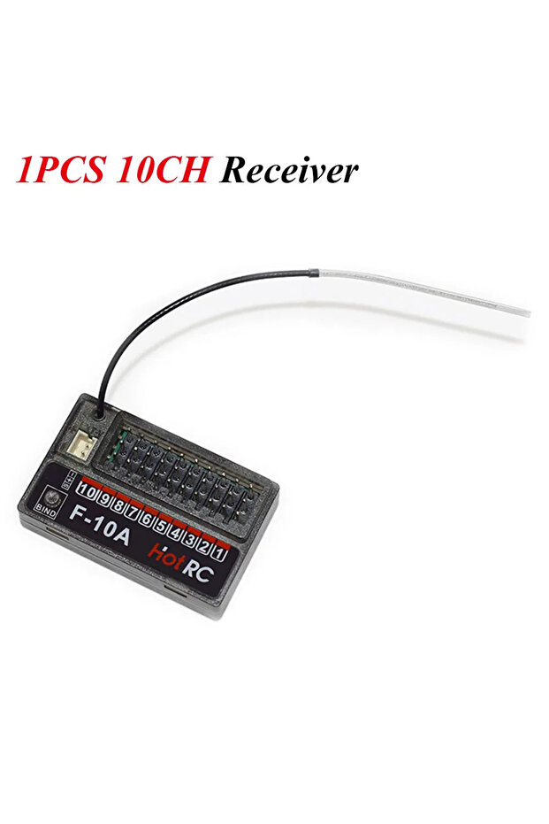 1PCS HotRC 10CH 10 Channel 2.4GHz F-10A PWM Receiver for CT-10B HT-10A Transmitter Remote Control Ca - 1