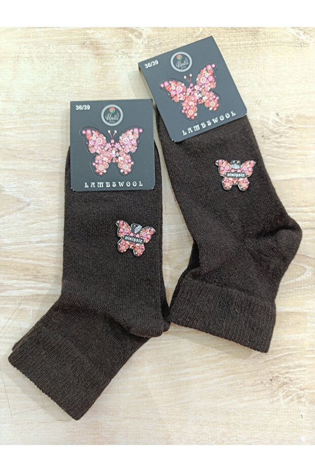 Wool Socks Short Socks 2 Pairs Brown