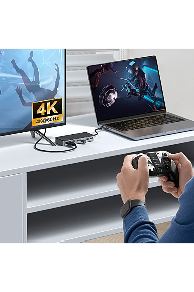 Hub stacja dokująca OM28PR-G2 z kieszenią na dysk M.2 USB-C - USB-A USB-C HDMI Ethernet - czarna - 4