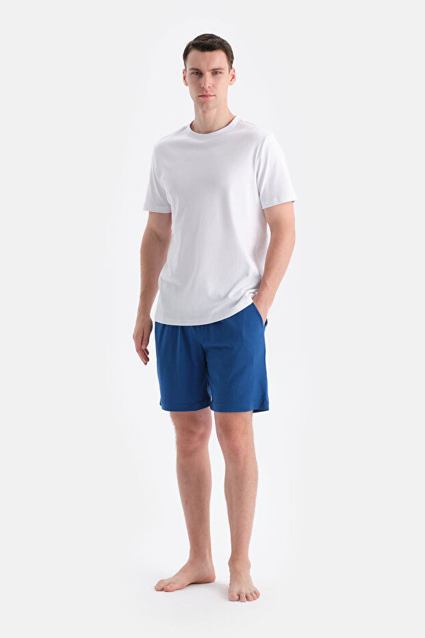 Lacivert-Mavi Pamuk Modal İkili Örme Şort - 5