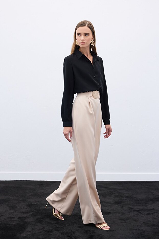 Hose mit Accessoires - Beige - 4