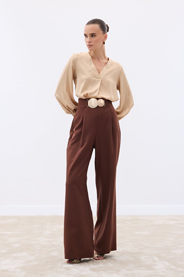 بنطلون مع إكسسوارات - بني - 2