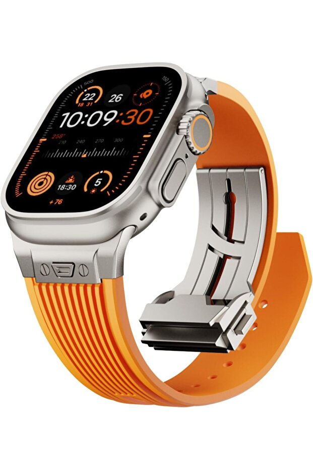 Watch Band for Apple Watch Ultra 2 Band 49mm 45mm 44mm 42mm, Men Luxury Rugged Silicone Rubber