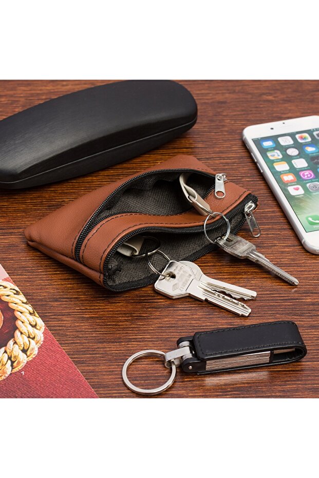 KEY CASE large two-compartment key case flat long spacious wallet - 2