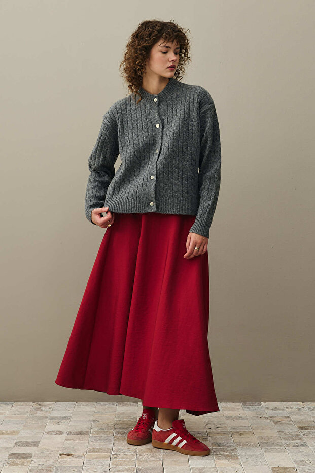 Hair Knit Crop Cardigan Anthracite