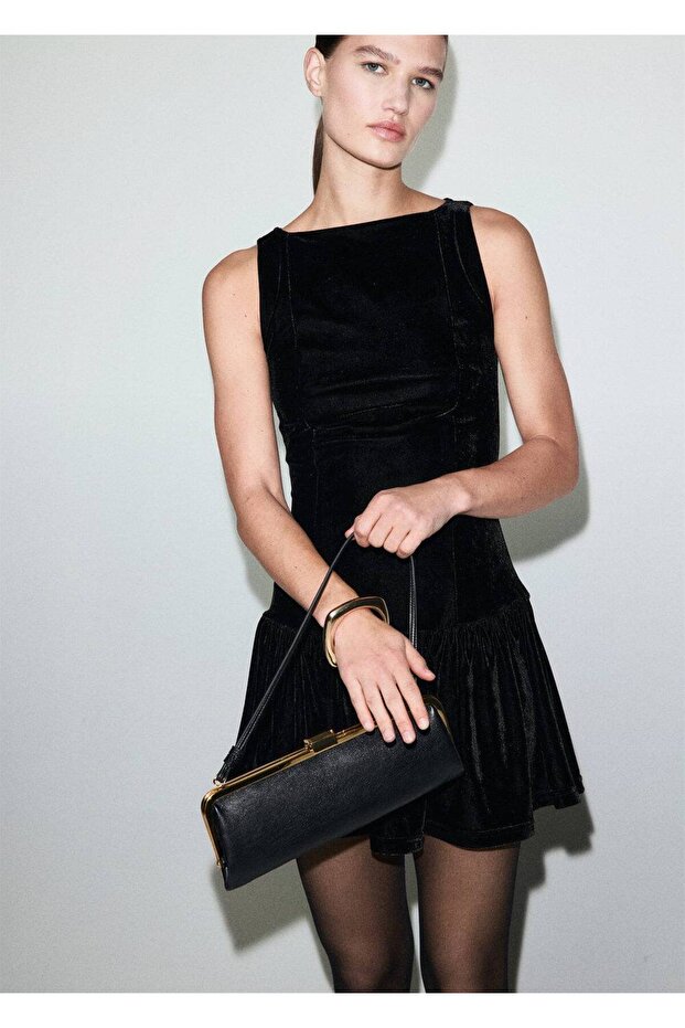 Kadife dar kesim elbise - 1