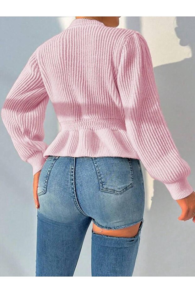 Kadın Triko Fırfır Detaylı Triko Kazak - 4