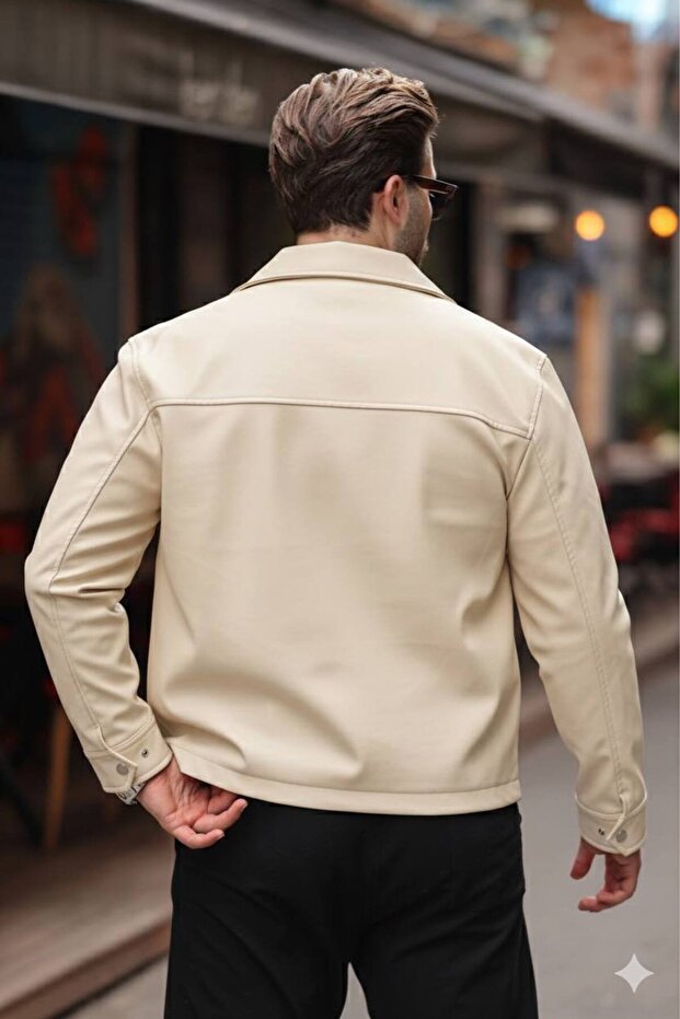 Basic Oversize Deri Ceket - Çift Fermuarlı İkonik Tasarım - 4