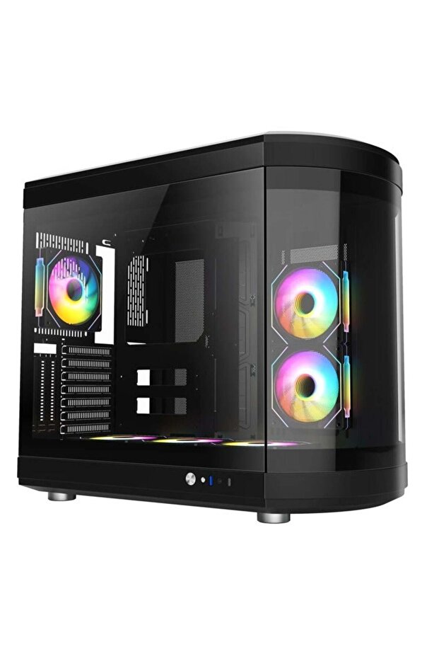 علبة ألعاب كمبيوتر Penguin Pro متوسطة الحجم ATX كاملة مع زجاج بانورامي منحني مزدوج