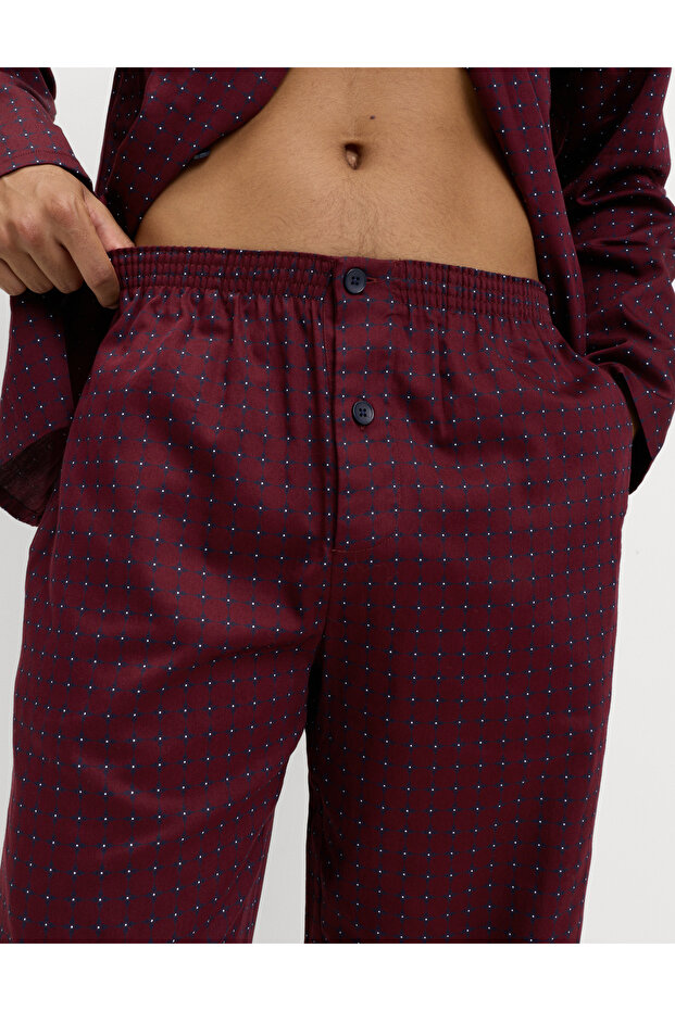 Pamuklu Desenli Pijama Takımı - 5