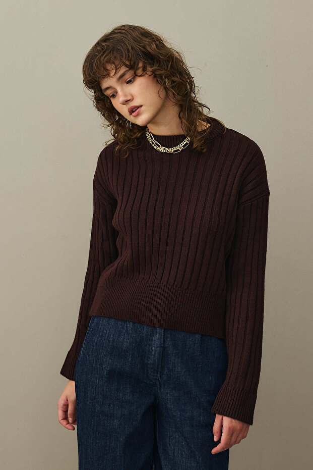 Fitilli Basic Crop Kazak Mürdüm - 2