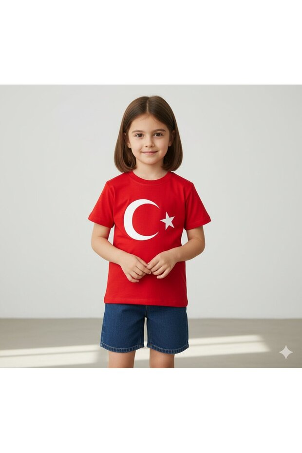 100% Cotton Ataturk and Flag Printed Children's T-Shirt I Comfortable Fit, Soft Fabric