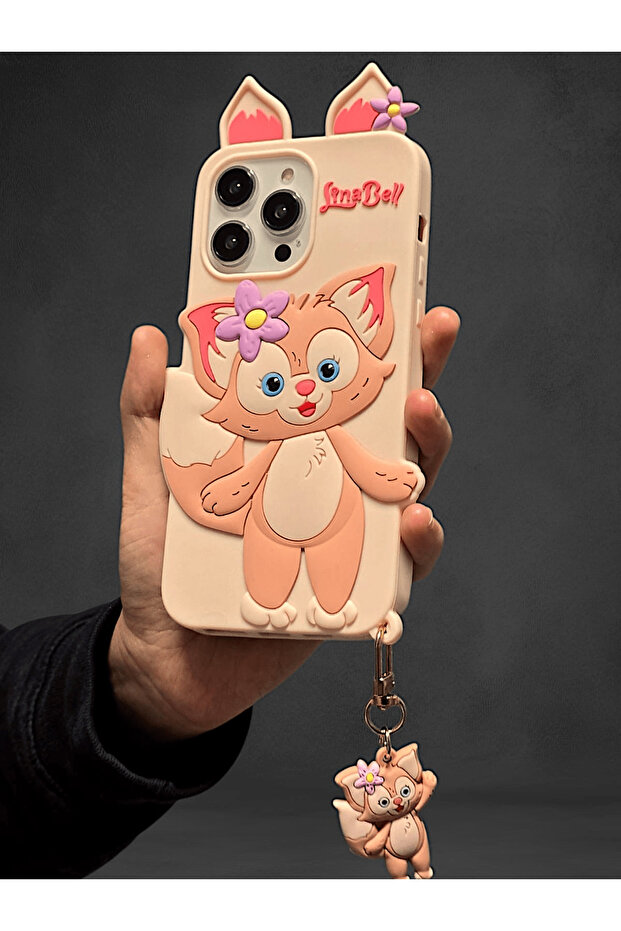iPhone 15 Compatible 3D Cute Cat Character Phone Case with Keychain Gift - 2