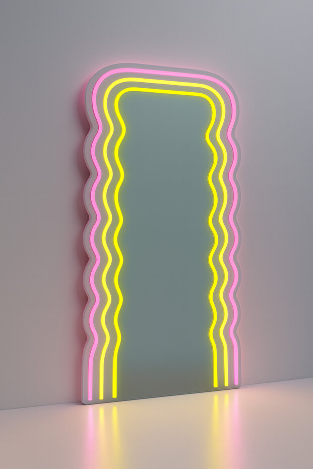 White Rectangular Mirror with Neon LED - 1