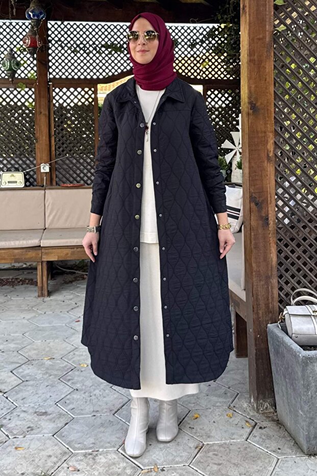 Elmas Kapitone Kap Siyah - 8