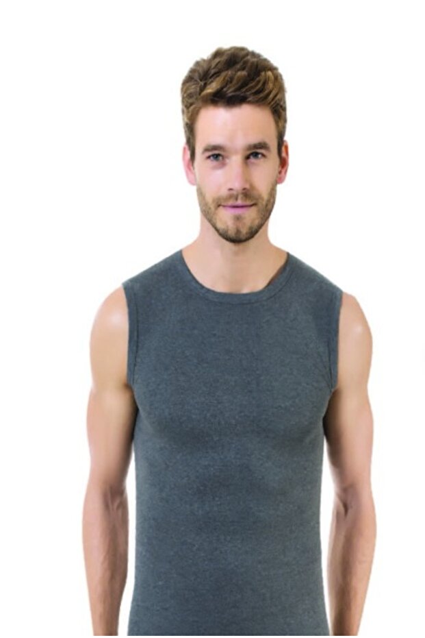 Öztaş Men's Ribbed Sleeveless Crew Neck Undershirt 1055-A