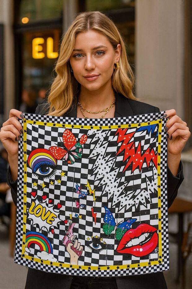 Flr27 Patterned Women's Scarf 50X50 cm