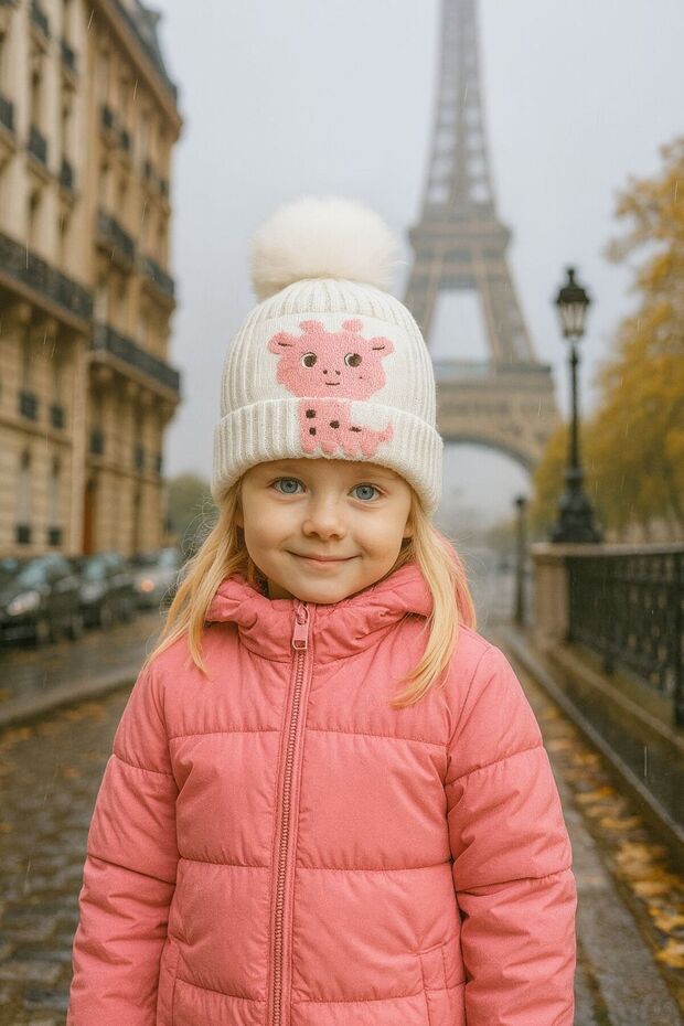 White Embroidered Children's Beret