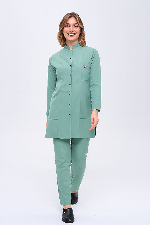 Long Sleeve Suitable for Hijab Use Snap Fastener Scrubs Nurse Doctor Uniform