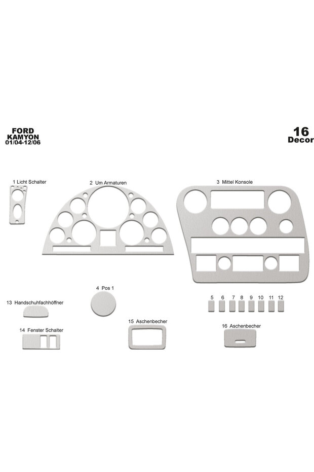 Ford Cargo Console-Turbo Cover 2004-2008 16 Pieces