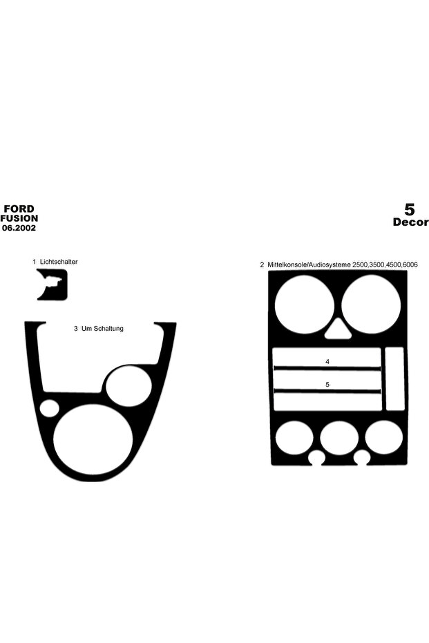 Ford Fusion Dashboard Trim 2002-2005 5 Pieces