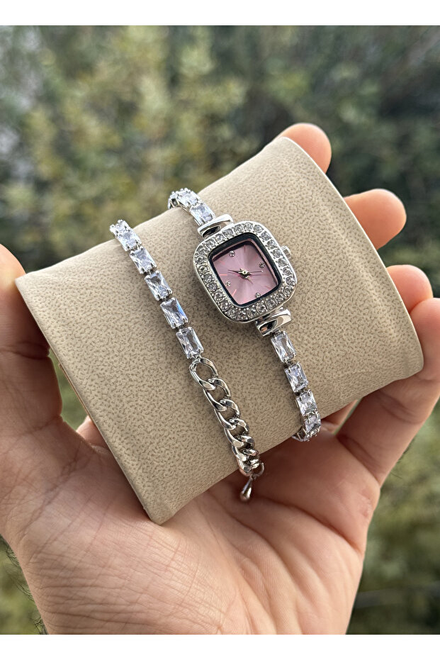 Special Series Wrist-Wrapped Zircon Baguette Stone Square Minimal Case Women's Wristwatch