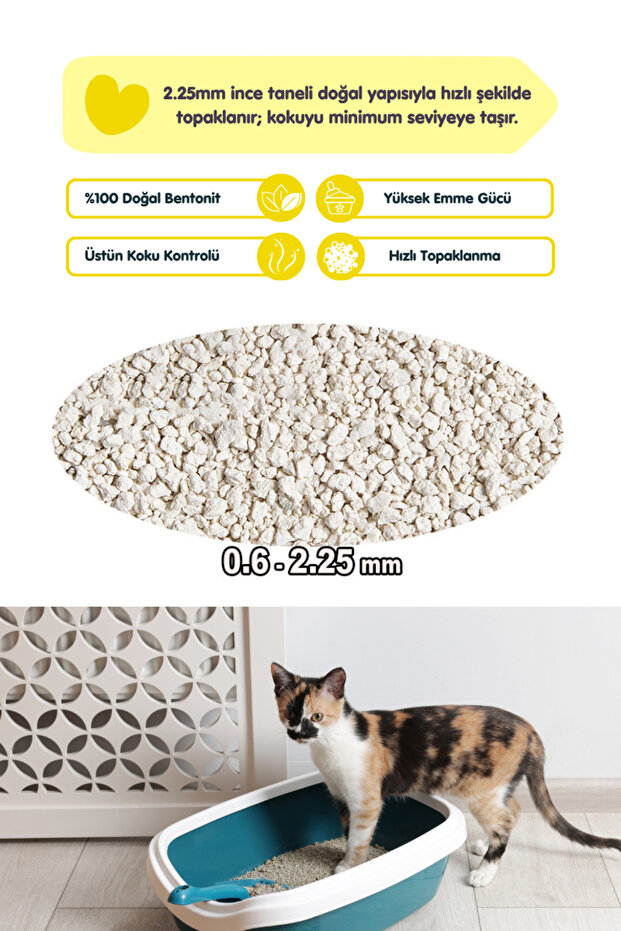 2 Adet 10LT Bebek Pudralı Bentonit Topaklaşan Kokusuz Kedi Kumu 10LT x 2 Adet - 2