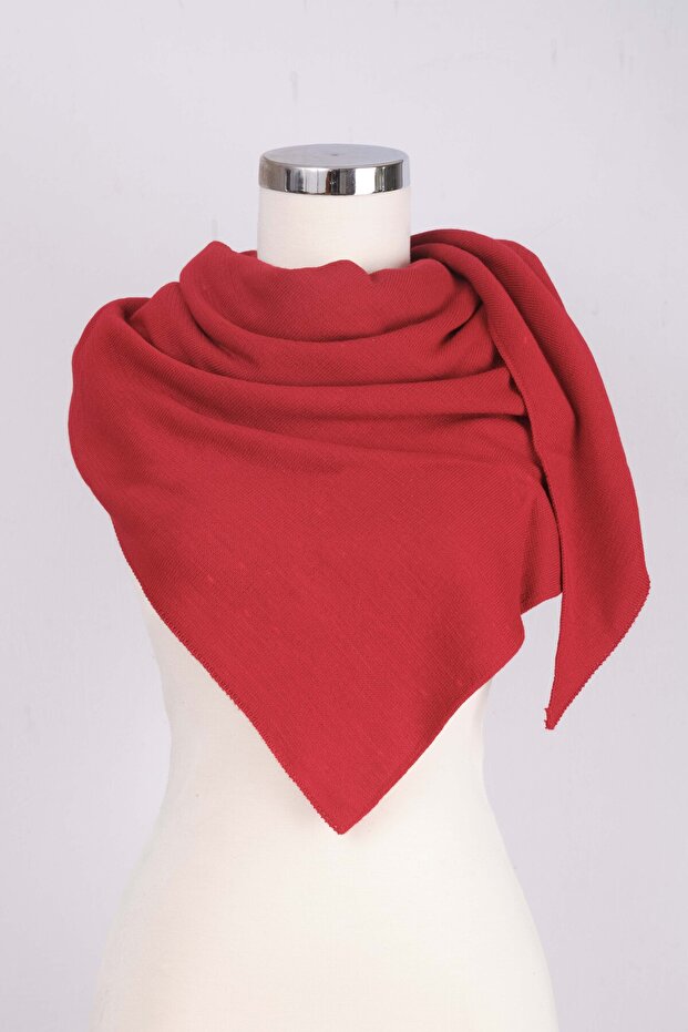 Tek Renk Triko Üçgen Şal - 4