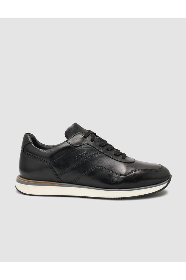 Nilaren 100% Genuine Leather Black Arma Detail Men's Sports Shoes