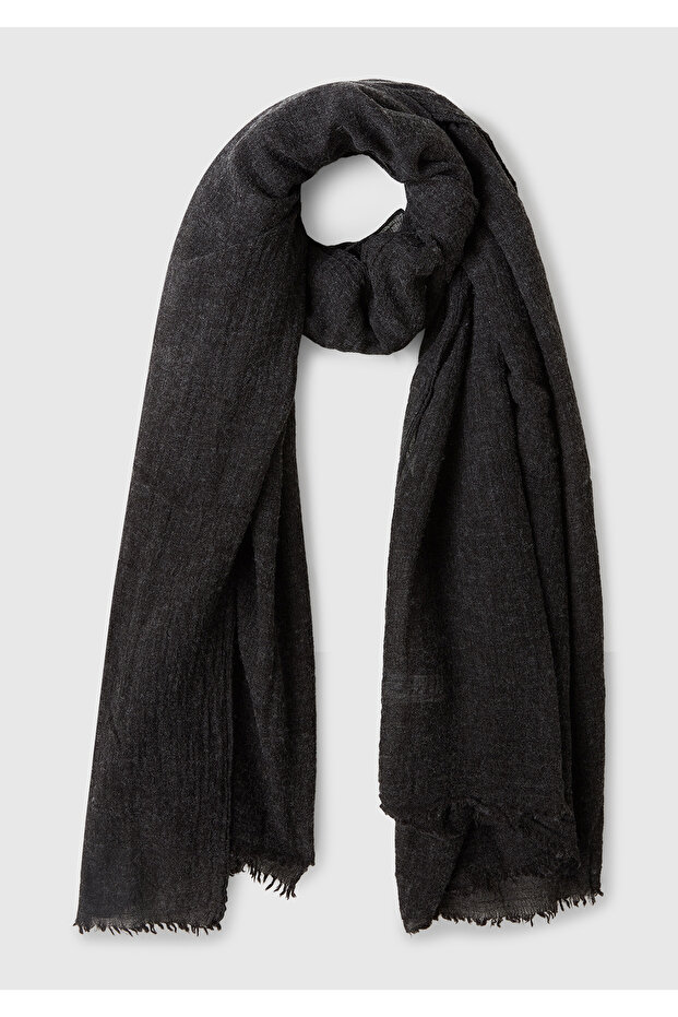 Men's Black Acrylic and Wool Blend Shawl Scarf