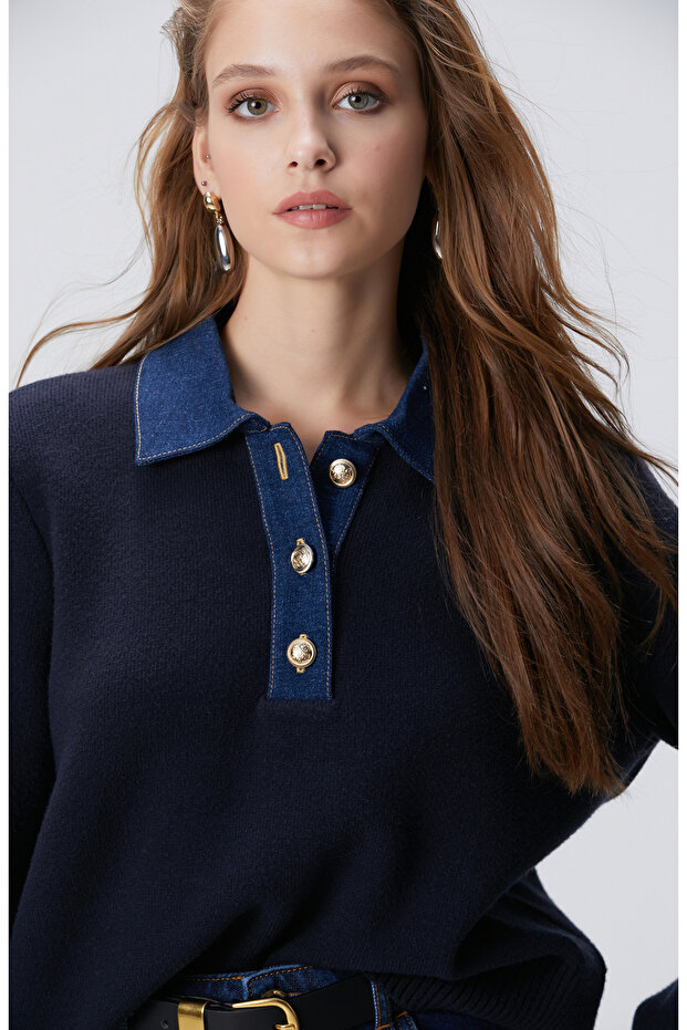 Lacivert Triko Kazak - 2