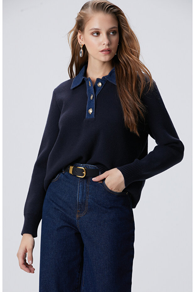 Lacivert Triko Kazak - 5