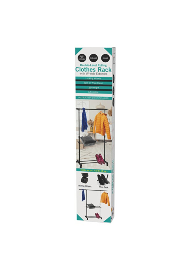 2 Level Rolling Clothes Rack with Wheels Extender - 2