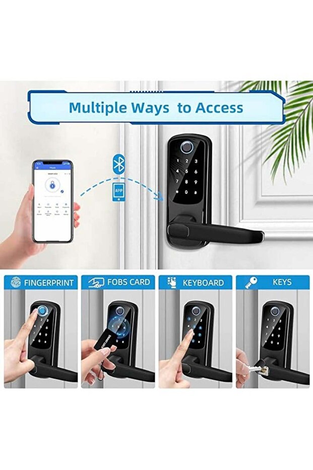 8-in-1 Smart Door Lock with Handle Fingerprint Smart Lock Digital Door Lock with Keypad Biometric - 6