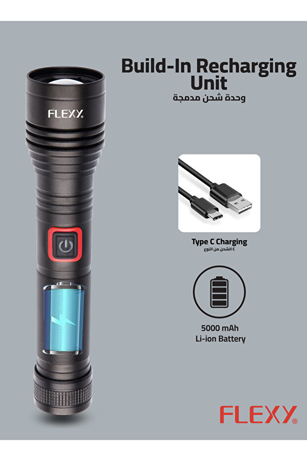 20W Rechargeable Laser LED Flashlight, Zoomable, 2000 Lumens, 5000mAh, 600m Range, 3 Modes - 6