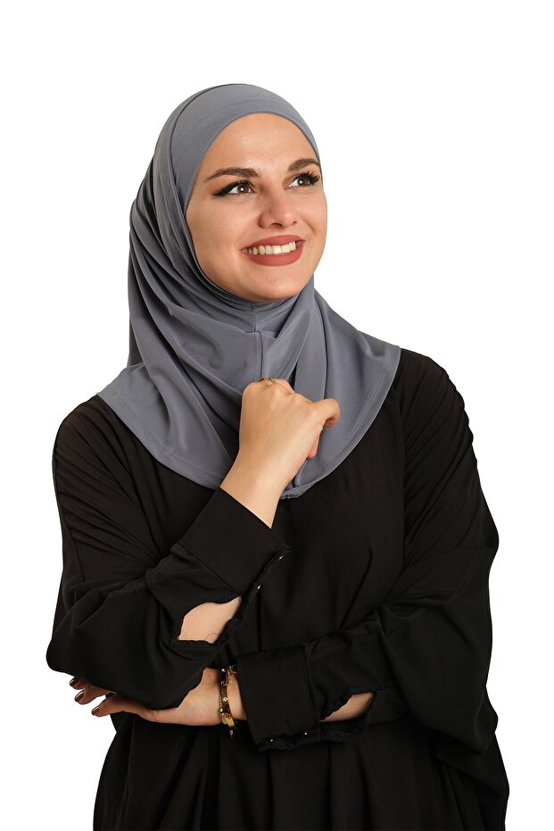 وشاح تشييلد مزدوج للحجاب بلون أنثراسيت، عملي وجاهز للارتداء، بتصميم أنبوبية مدمجة، ساندي سادة 2501_25