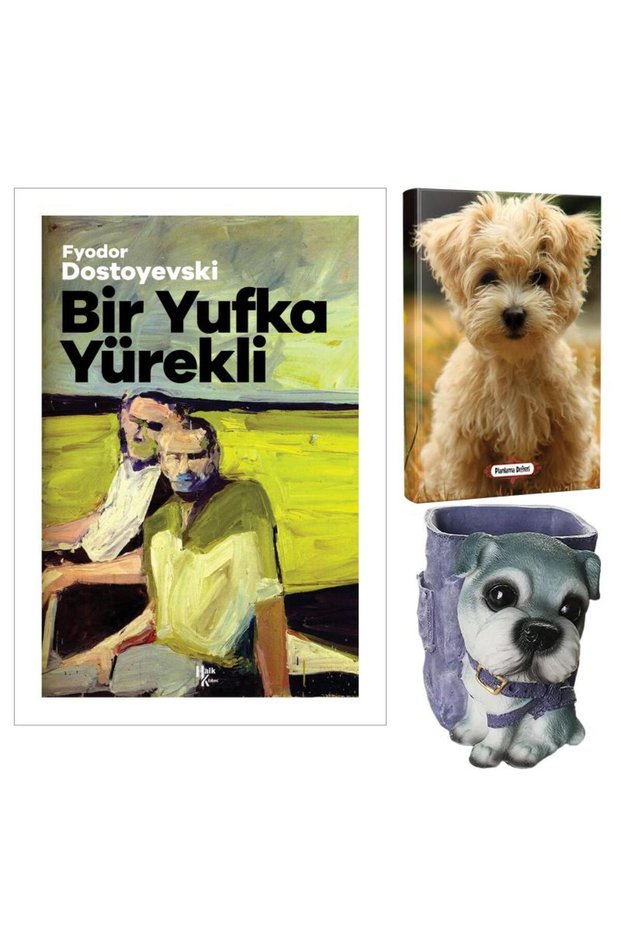 Bir Yufka Yürekli - Fyodor Dostoyevski and Decorative Dog Pen Holder - Cheerful Face Planning Notebook
