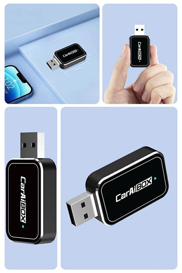 Kablosuz CarPlay & Android Auto Dönüştürücü Kit 2in1 Adaptör (USB - TYPE-C) Küçük Tasarım - 5