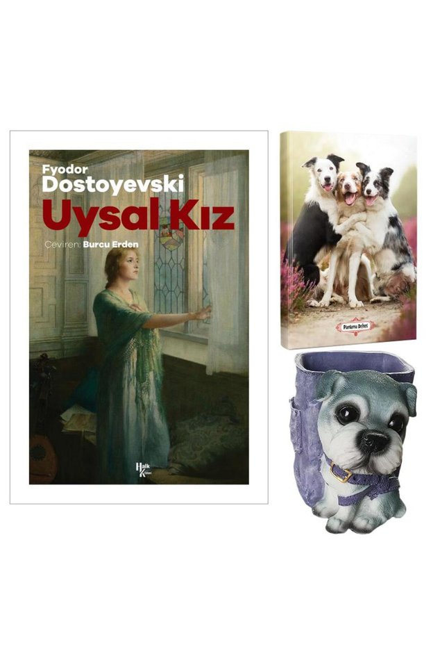 Uysal Kız - Fyodor Dostoyevski and Decorative Dog Pen Holder - Cheerful Friends Planning Notebook