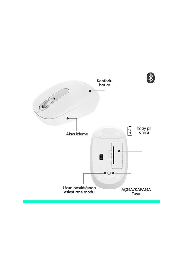 MK250 Kablosuz Bluetooth Kablosuz Klavye ve Mouse Seti Beyaz - 8