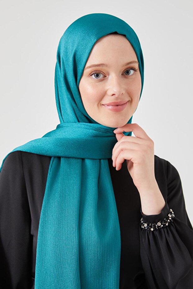 شال كريستال أخضر بترولي