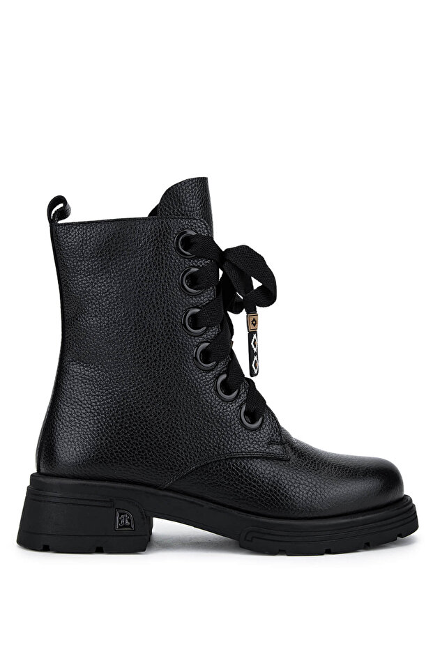 Women's Genuine Leather Black Floater Classic Boots