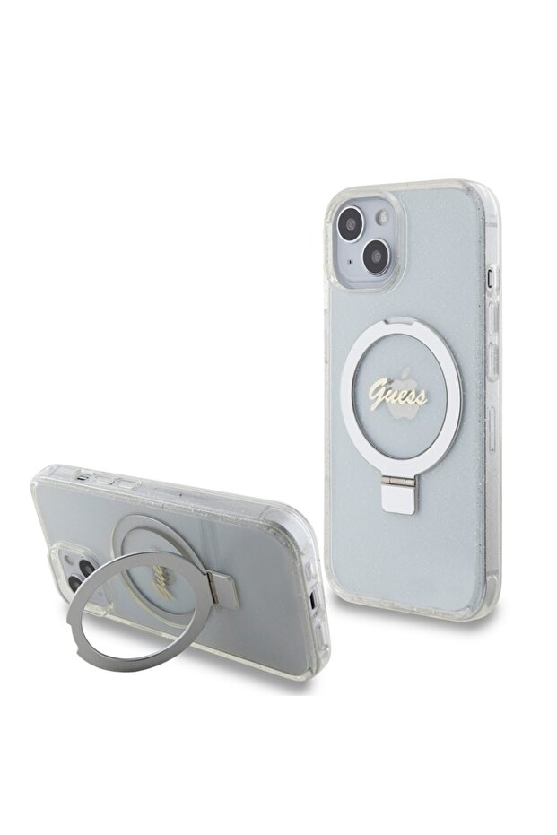 Case for IPhone 15, Ring Stand Script Glitter - Transparent - 1