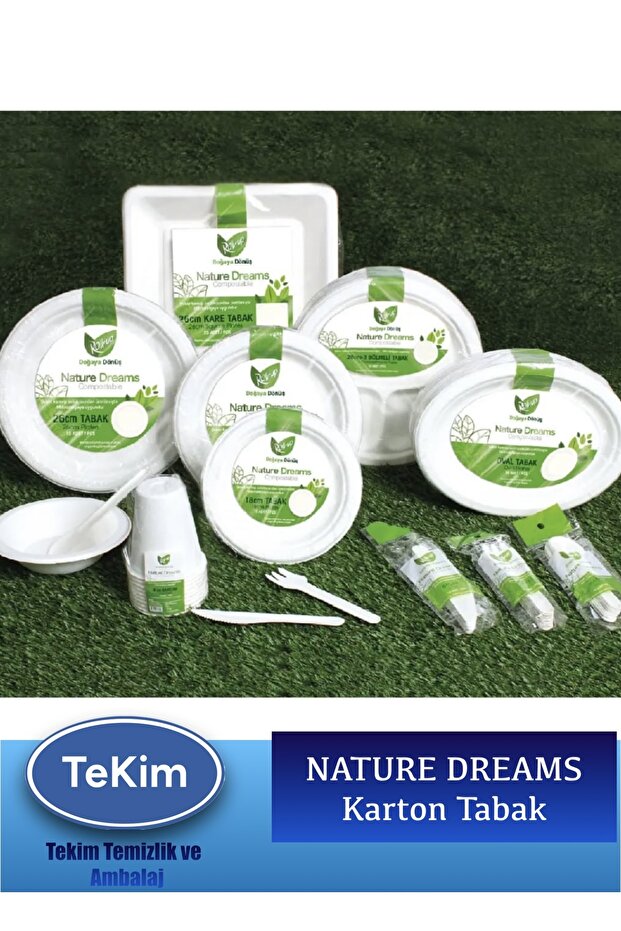 Nature Ekolojik Kağıt Karton Tabak Tek Kullanımlık 18cm - 25 Adet - 2